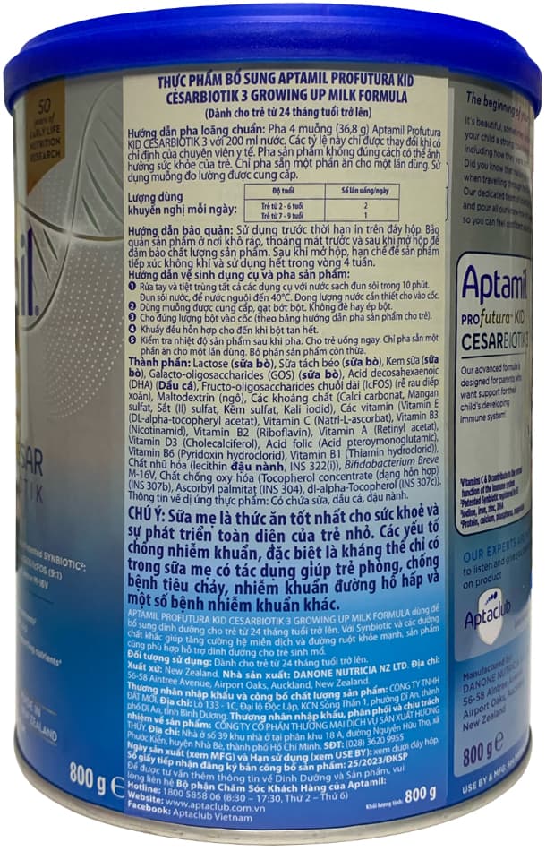Sữa Aptamil Profutura Kid số 3 lon 800g New Zealand cho trẻ từ 2 tuổi