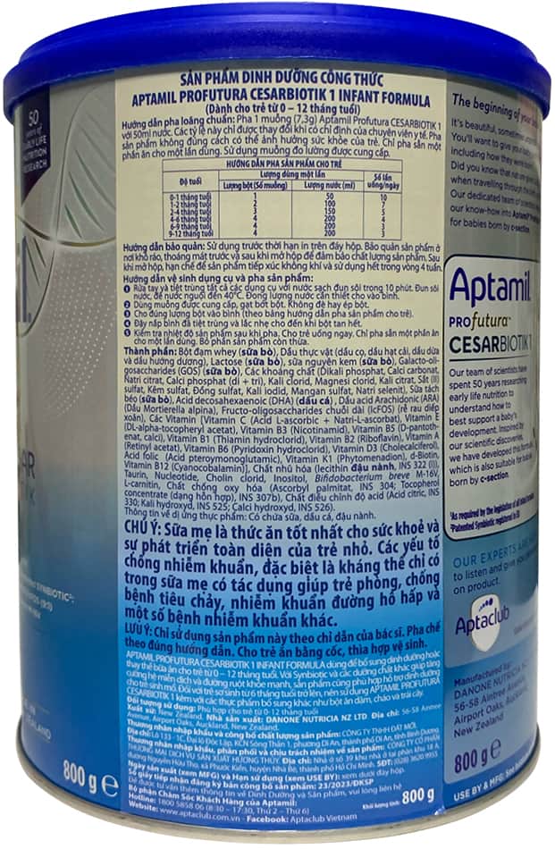 Sữa Aptamil Profutura số 1 lon 800g New Zealand cho trẻ 0-12 tháng
