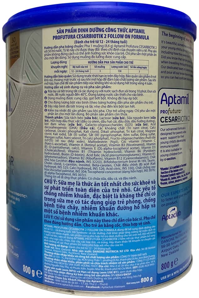 Sữa Aptamil Profutura số 2 lon 800g New Zealand cho trẻ 1-2 tuổi